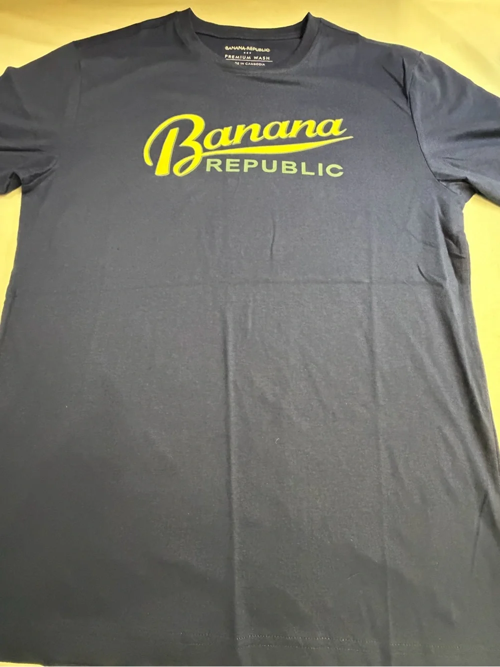 Banana Republic Navy Tee with Yellow Logo